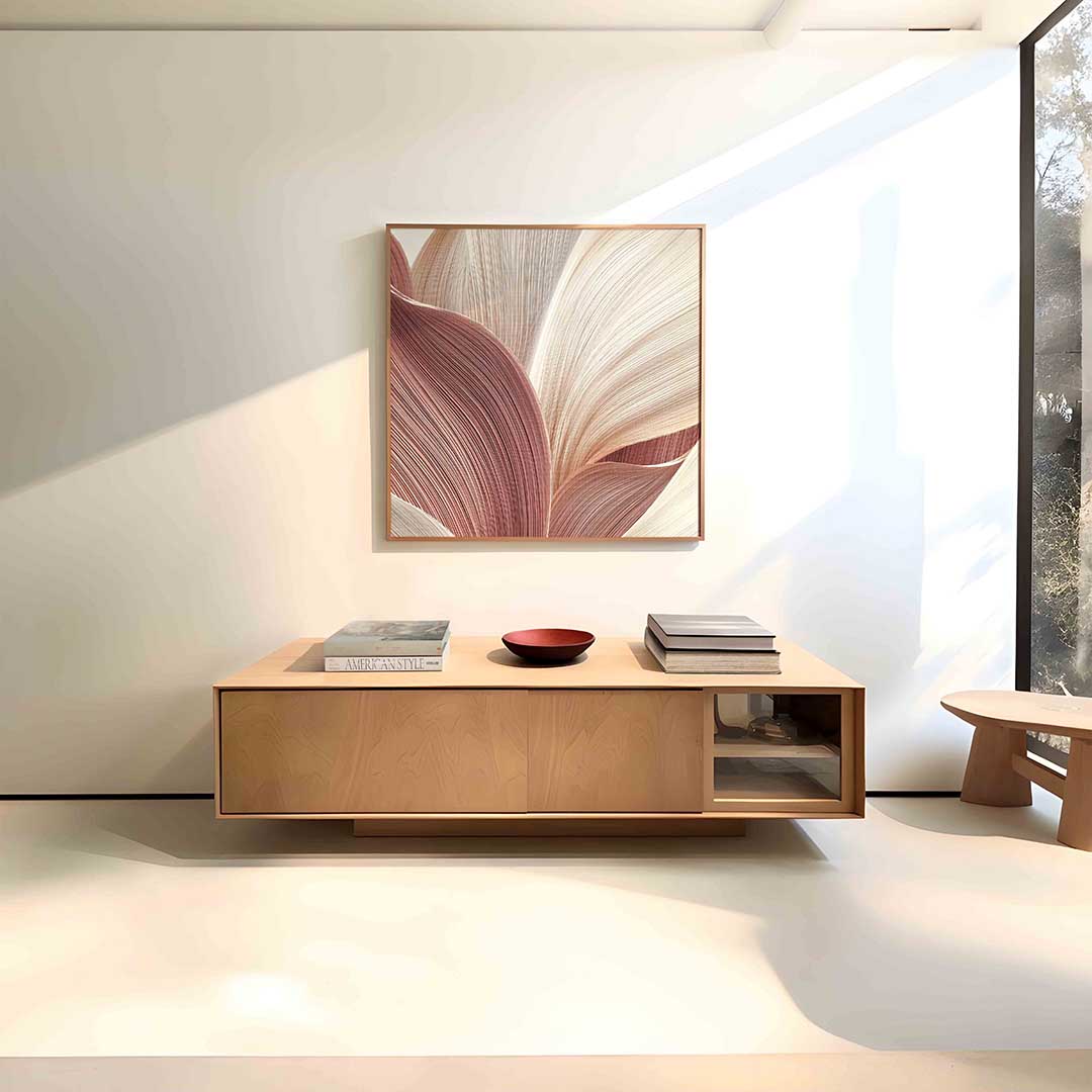 Abstracte golvende lijnen – vierkante abstracte wanddecoratie van WallArtistic