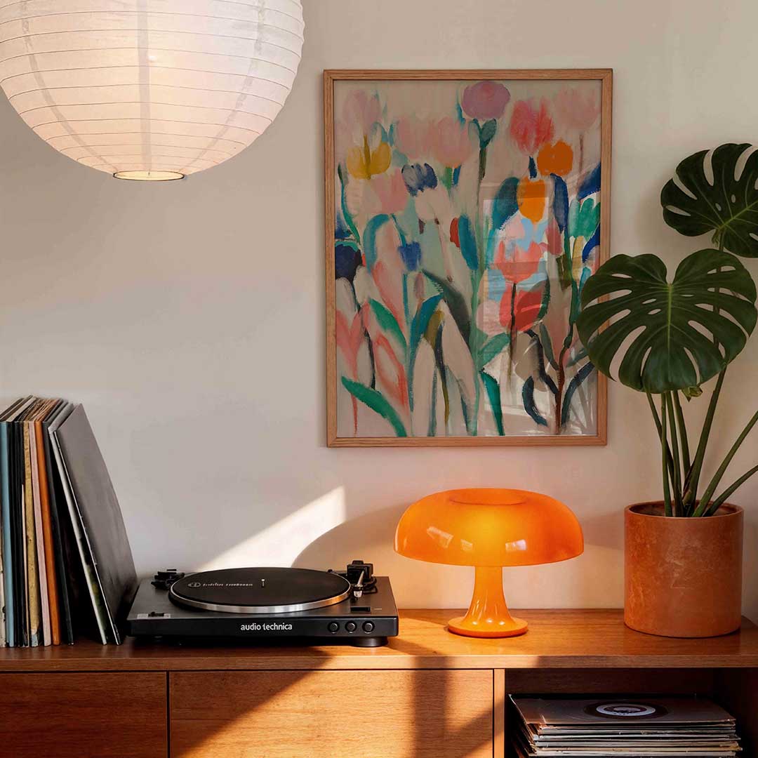 Bloemen in zachte tinten – staande bloemen wanddecoratie van WallArtistic