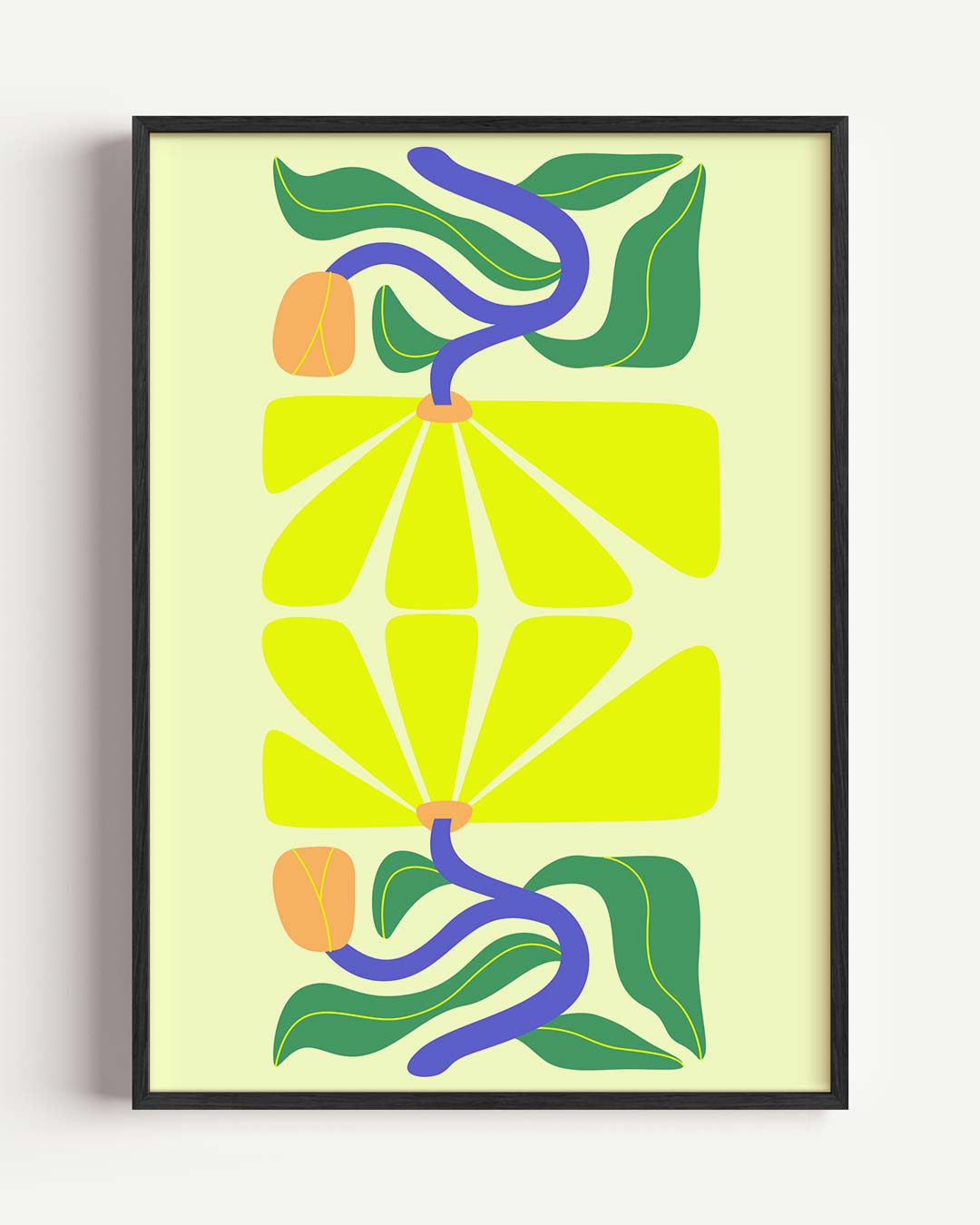 Vrolijke Bloementuin – bloemen portret poster als wanddecoratie