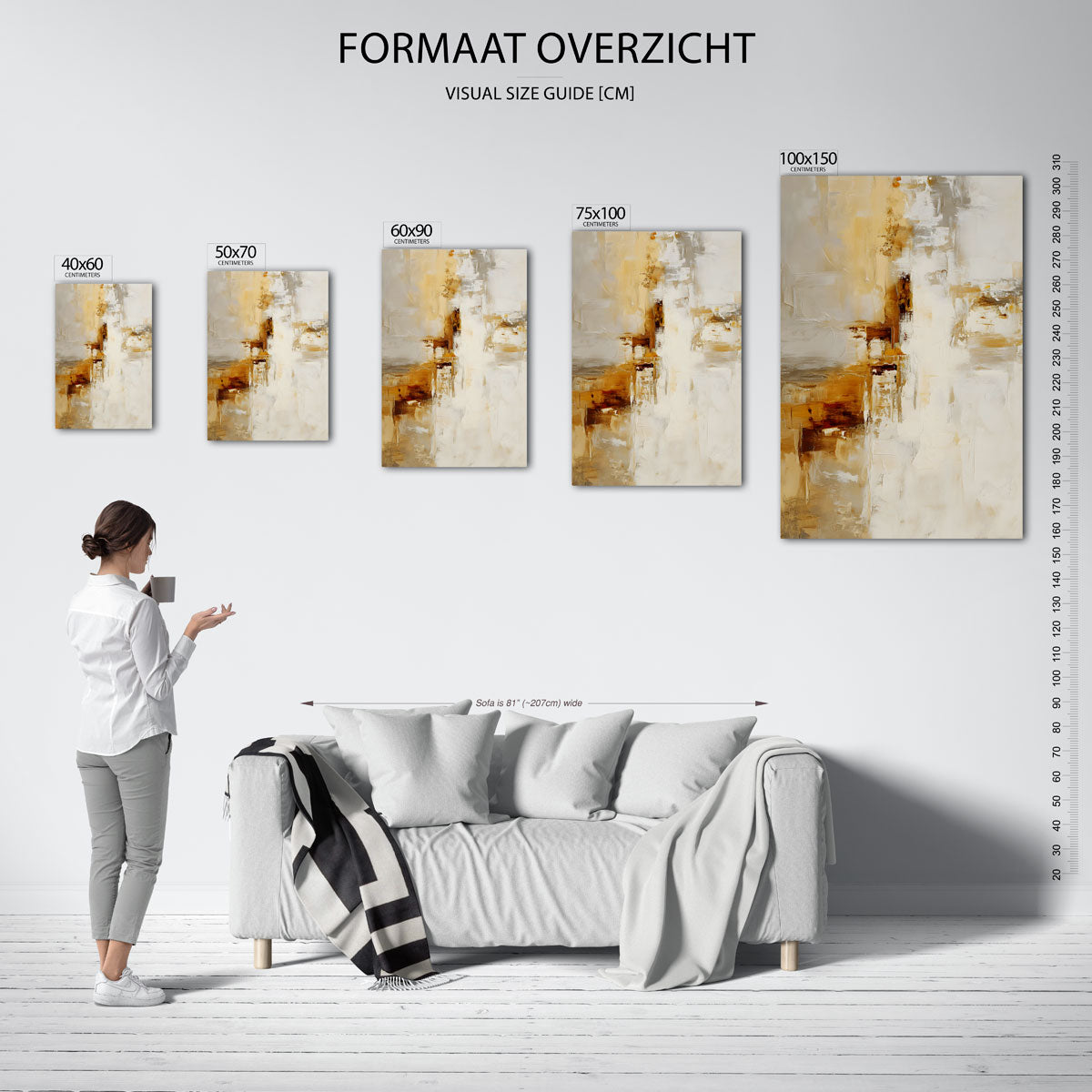 Warme kleurencompositie – staand wanddecoratie kunstwerk