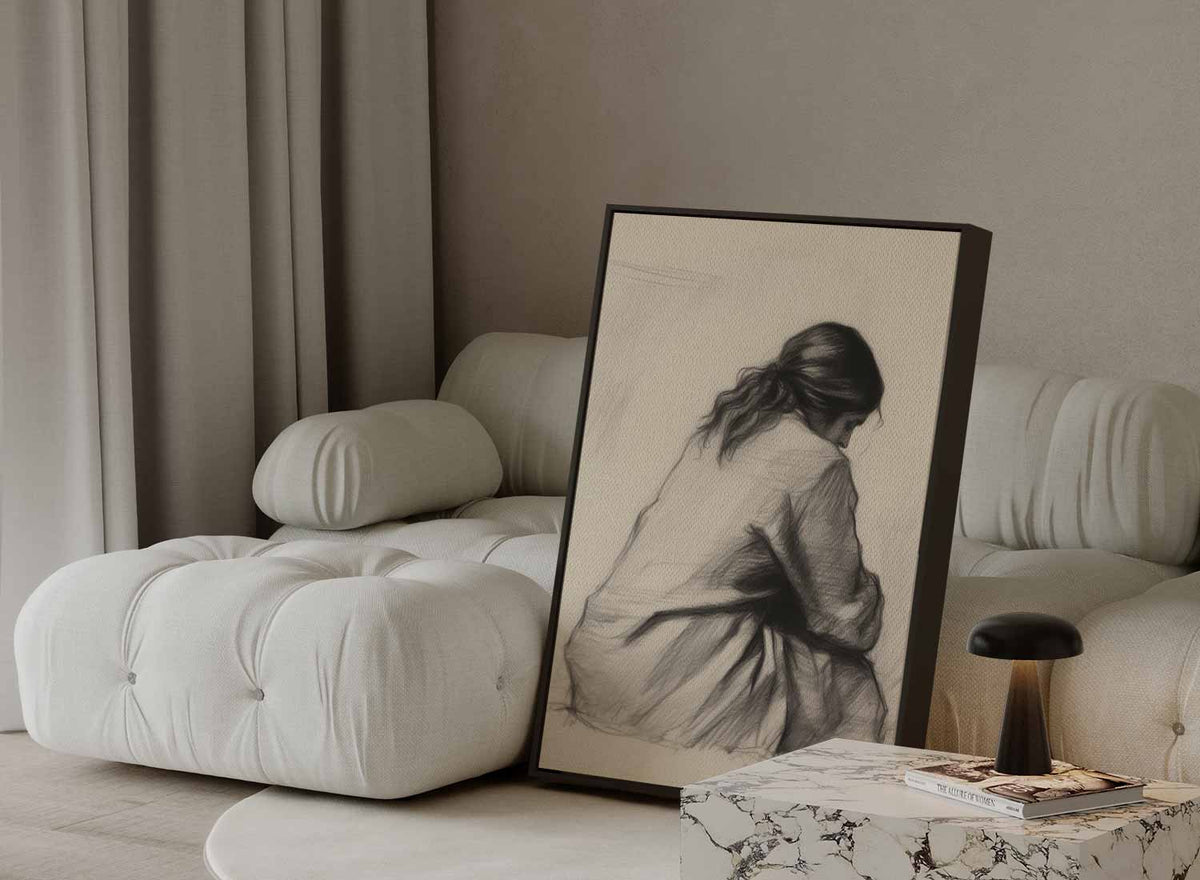 Zachte Stilte – modern portret kunstwerk van WallArtistic