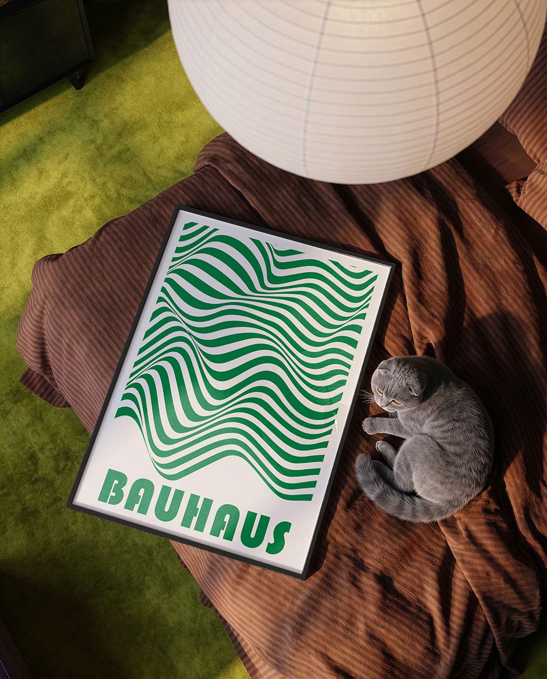 Golvend lijnenspel – moderne Bauhaus wandkunst als poster