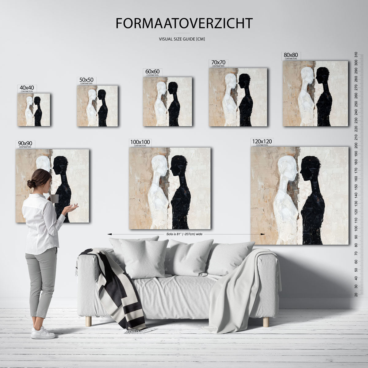 Twee silhouetten – vierkante muurposter met abstracte vormen