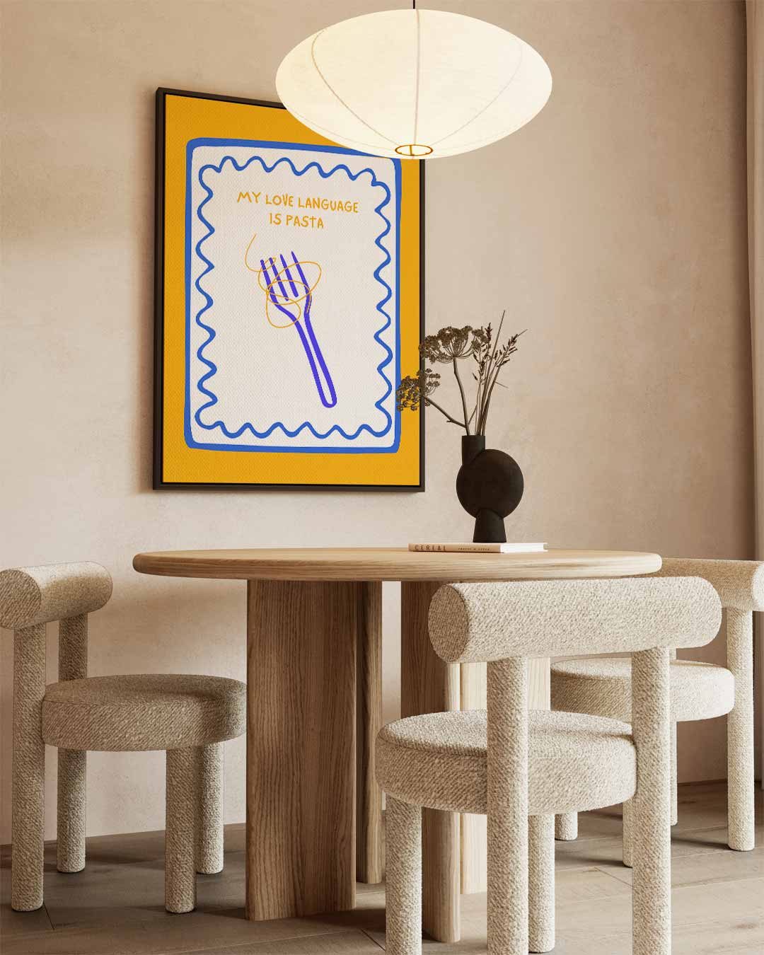 Pasta Liefdestaal – canvas wanddecoratie in portret formaat