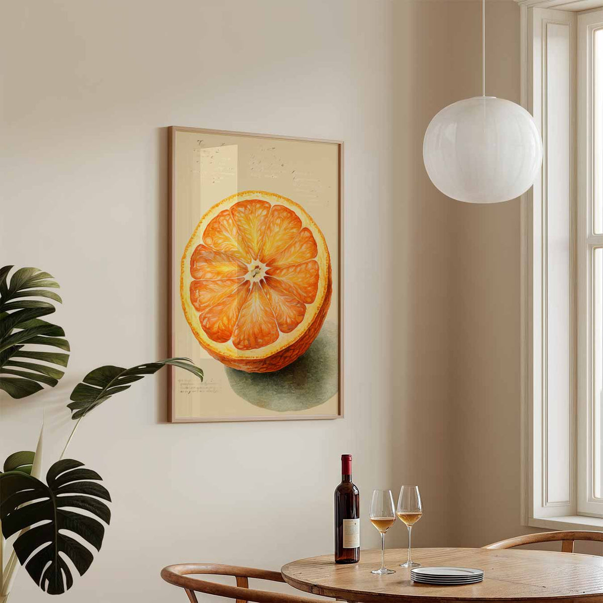 Zonnige Sinaasappel Kunstposter – keukenposter in staand formaat