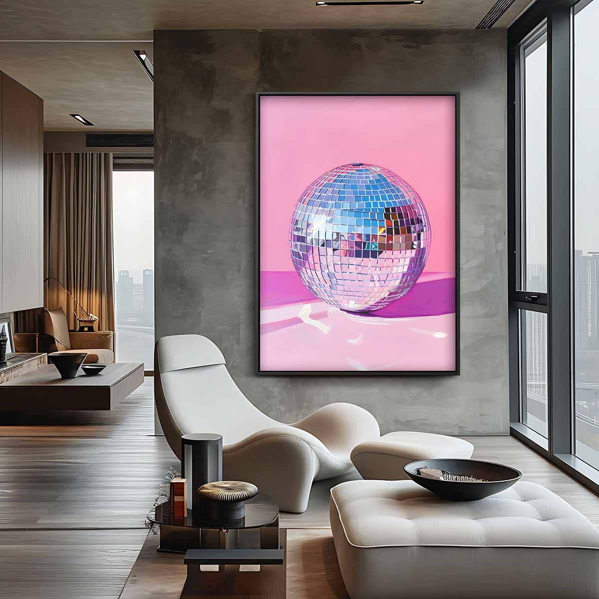 Disco Sfeer Bol Kunstwerk – staande wandkunst voor woonkamer of interieur