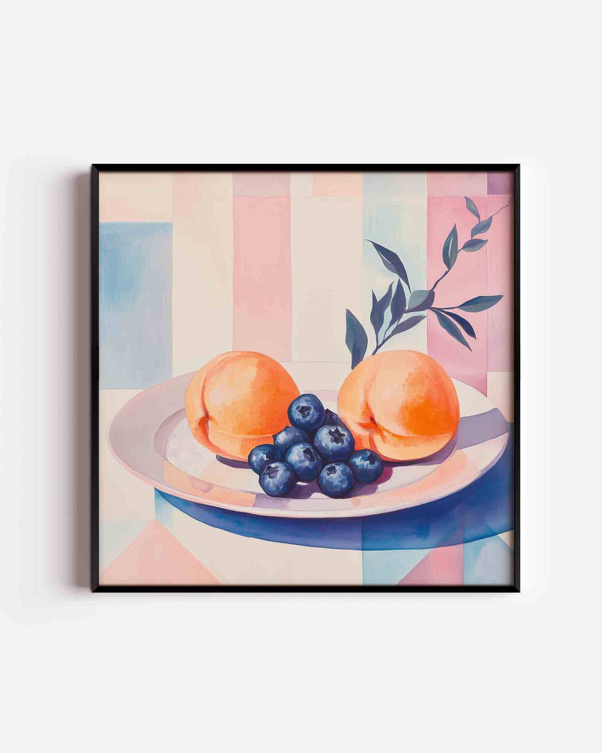Perziken en bessen – moderne vierkante poster als wanddecoratie