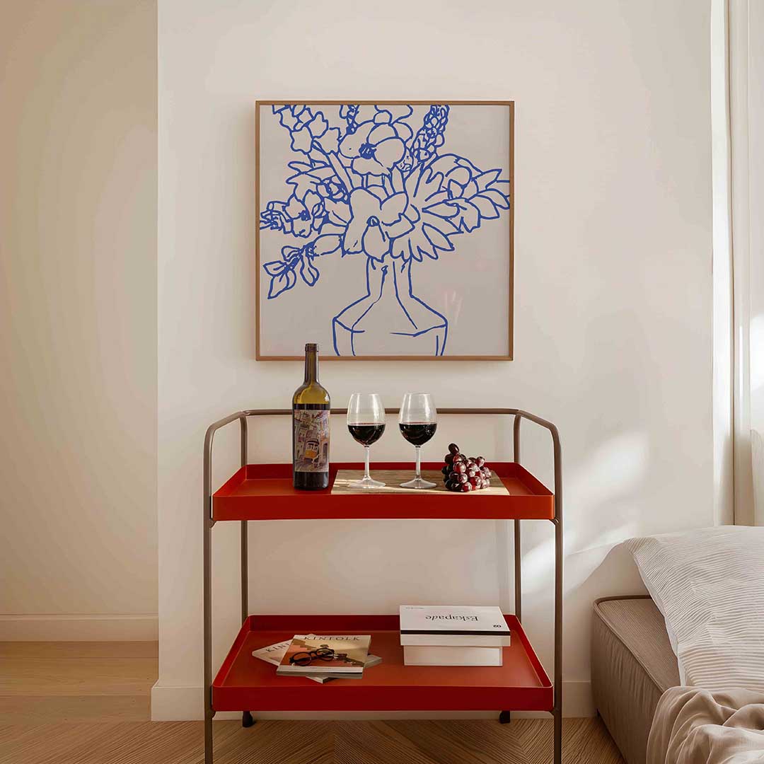 Bloemen in vaas – vierkante keuken wanddecoratie van WallArtistic
