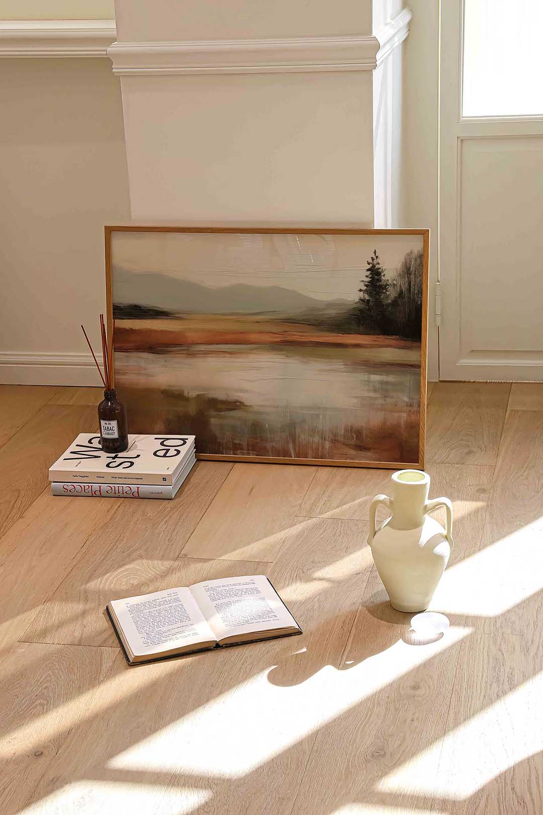 Landschap met bomen – liggende kleurrijke abstracte wanddecoratie van WallArtistic