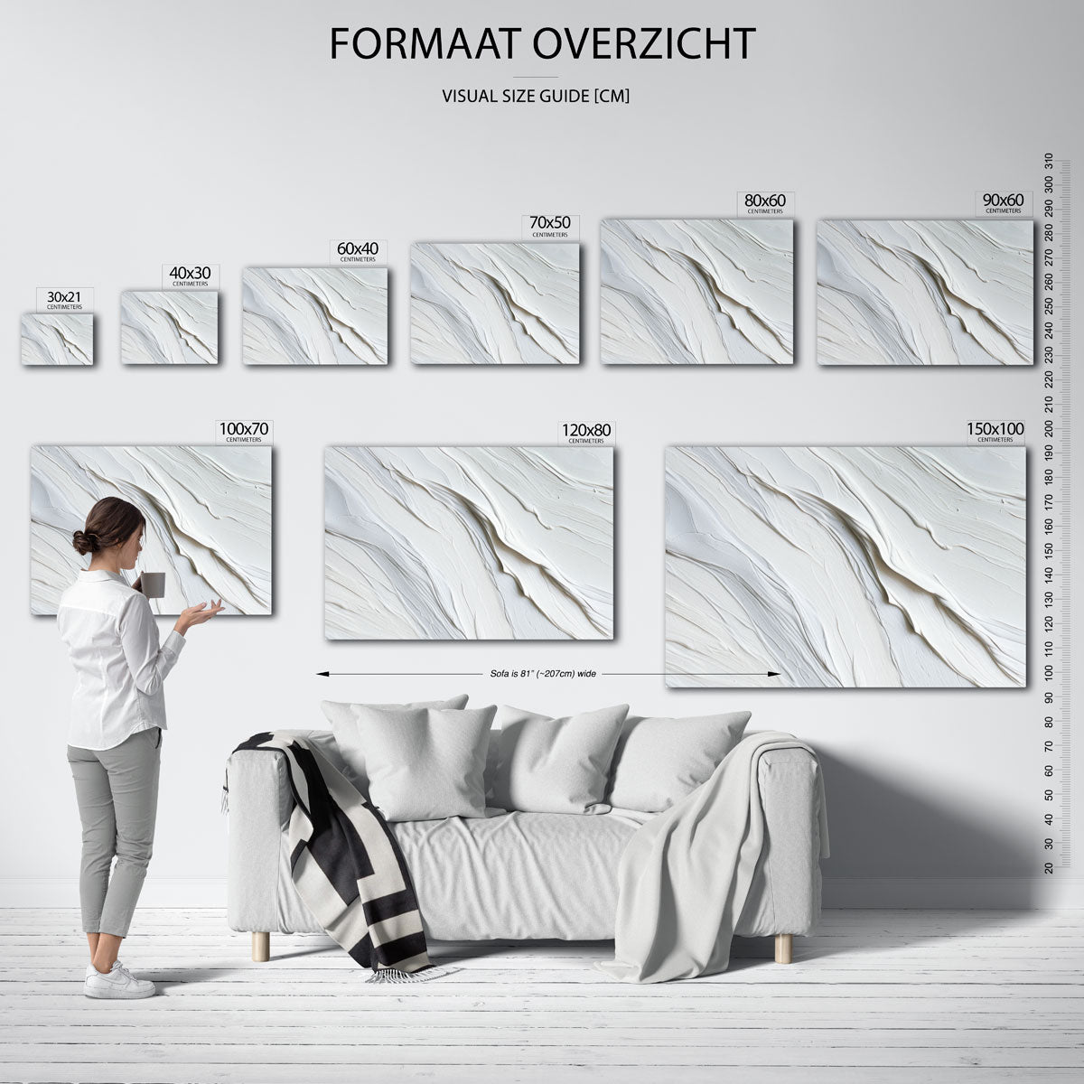 Golvende textuur – liggende muurposter met abstracte vormen