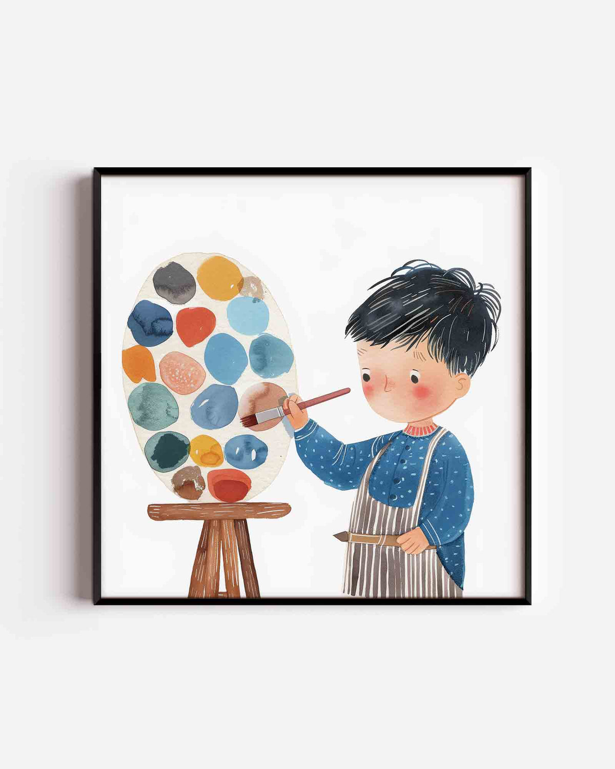 Kind met schilderspalet – vierkante kinderposter als wanddecoratie