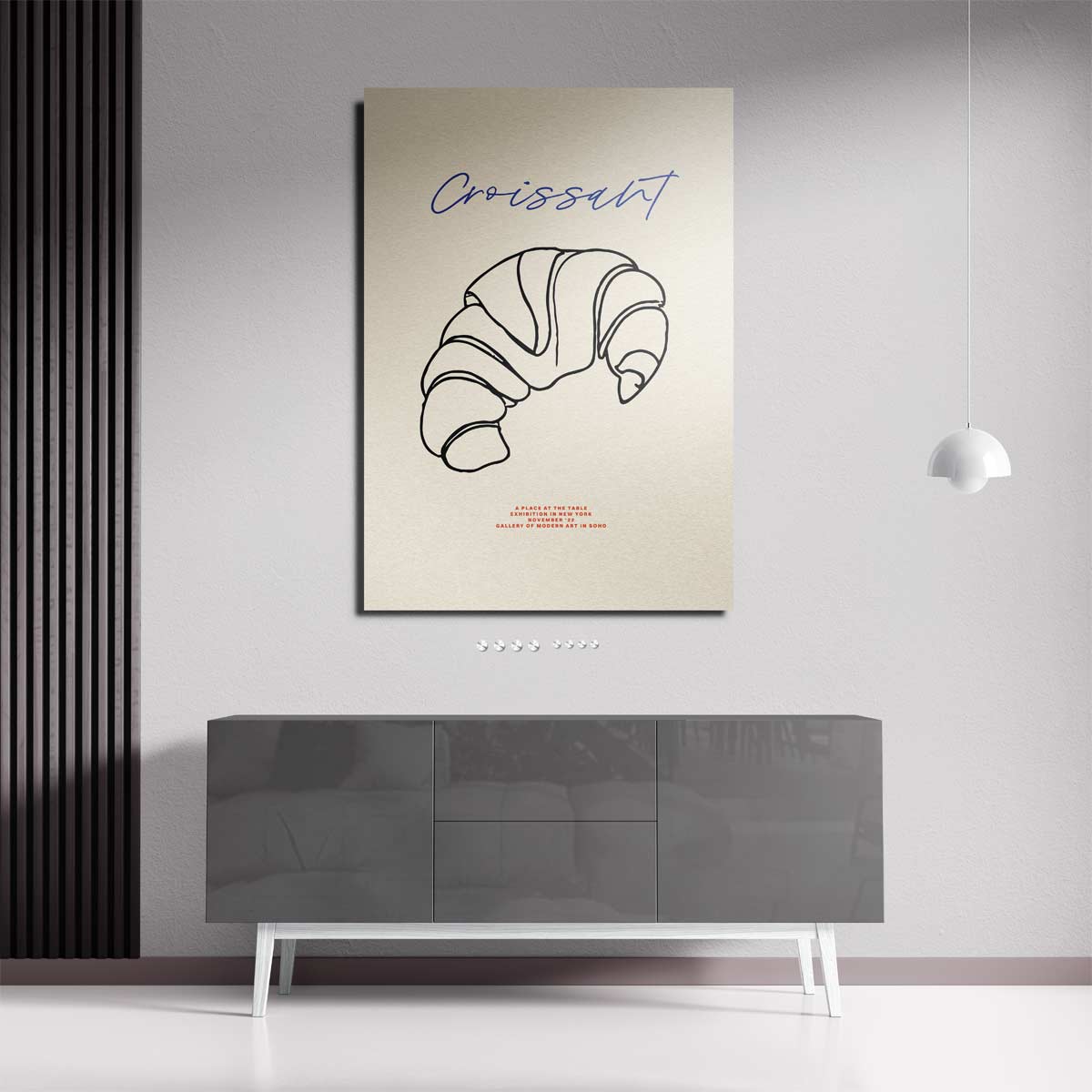 Croissant Line Art – staande wandkunst voor woonkamer of interieur