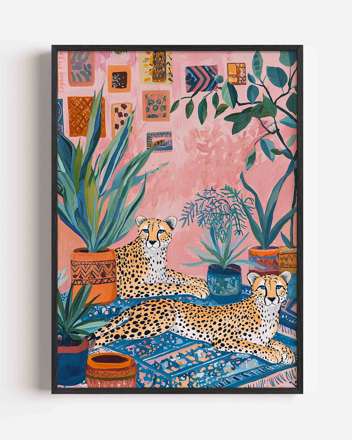 Luipaarden en planten – dieren portret poster als wanddecoratie