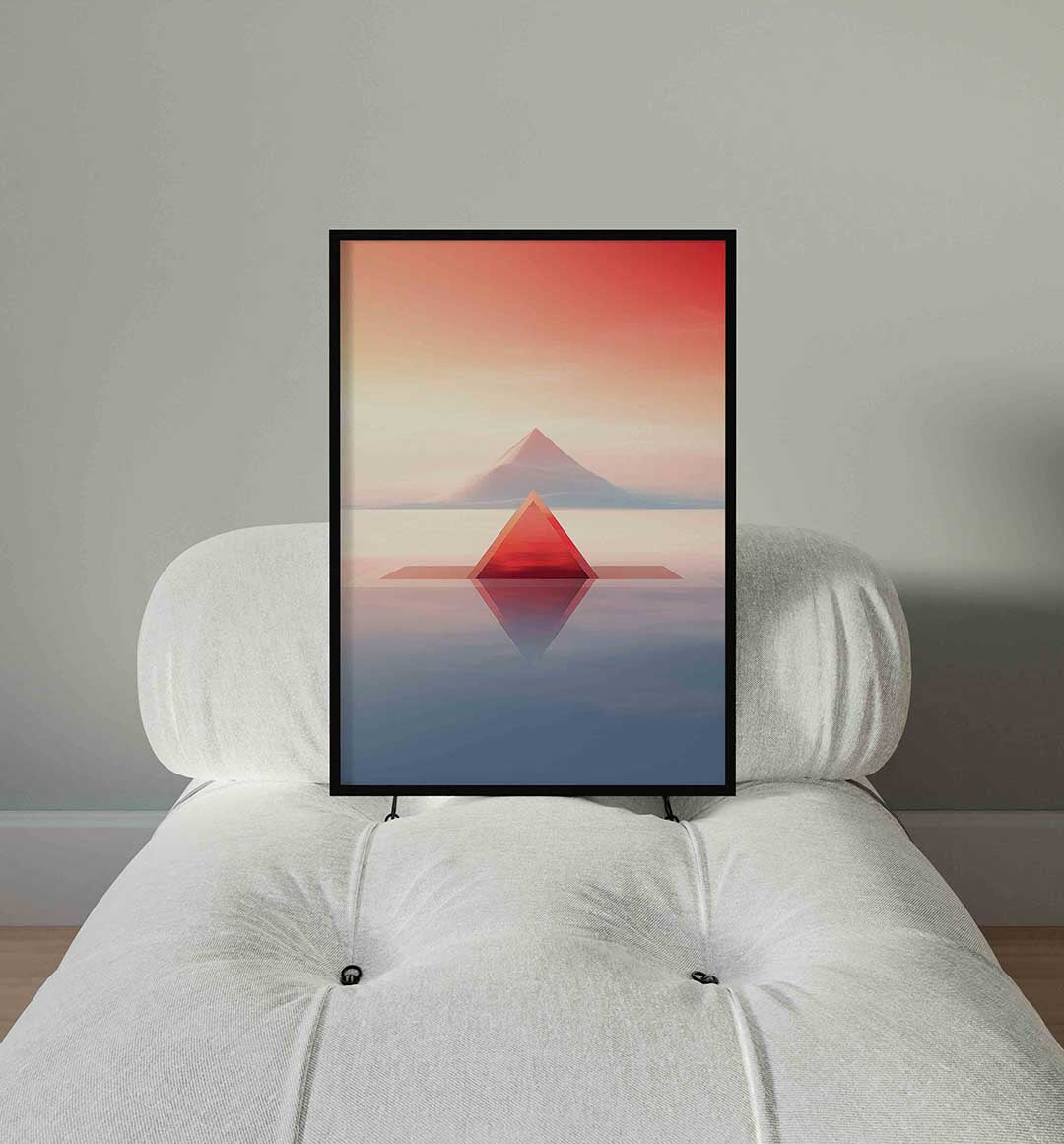 Piramide en berg – staande surrealistische wanddecoratie van WallArtistic