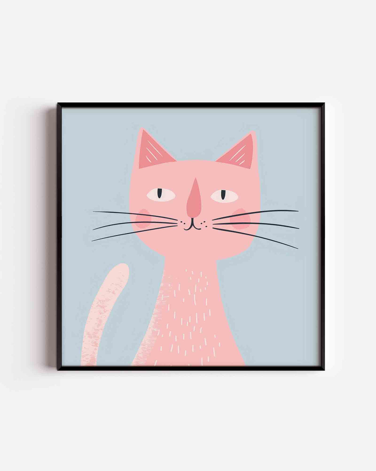 Roze kat – vierkante kinderposter als wanddecoratie