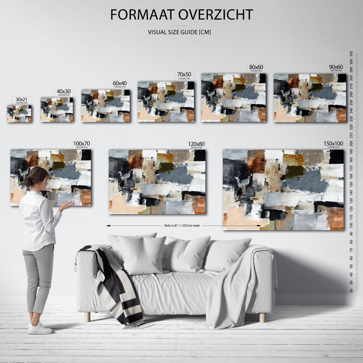 Abstracte vormen – liggende muurposter met abstracte vormen