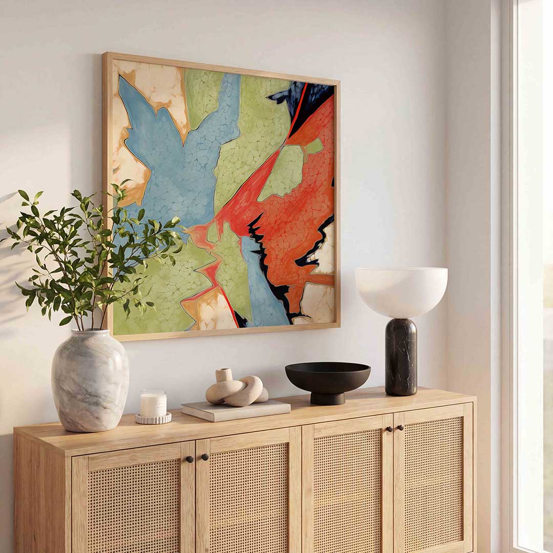 Abstracte vormen – kleurrijke poster in vierkant formaat