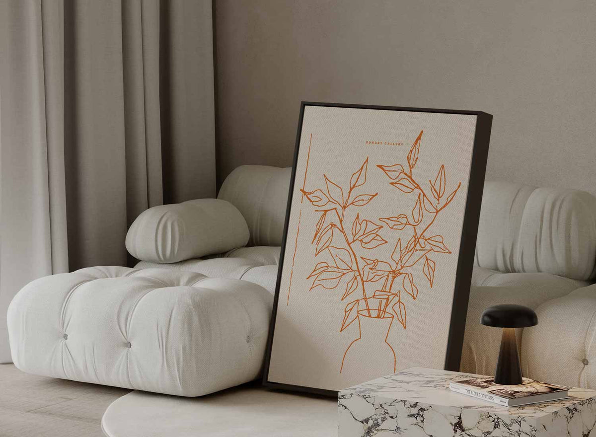 Lijntekening Bloemenvazen – plexiglas wanddecoratie in portret formaat