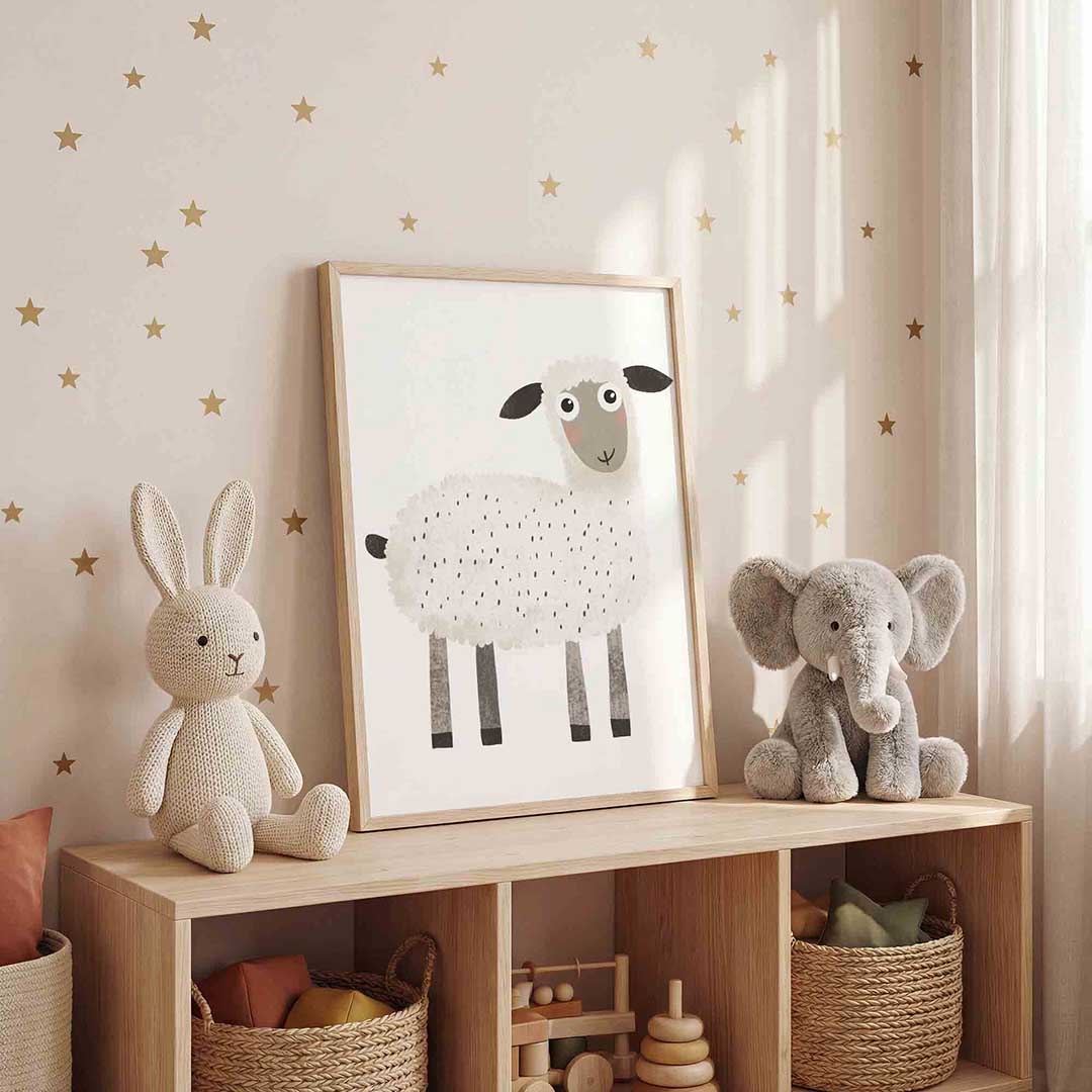 Schattig schaap – staande kinderkamer wanddecoratie van WallArtistic