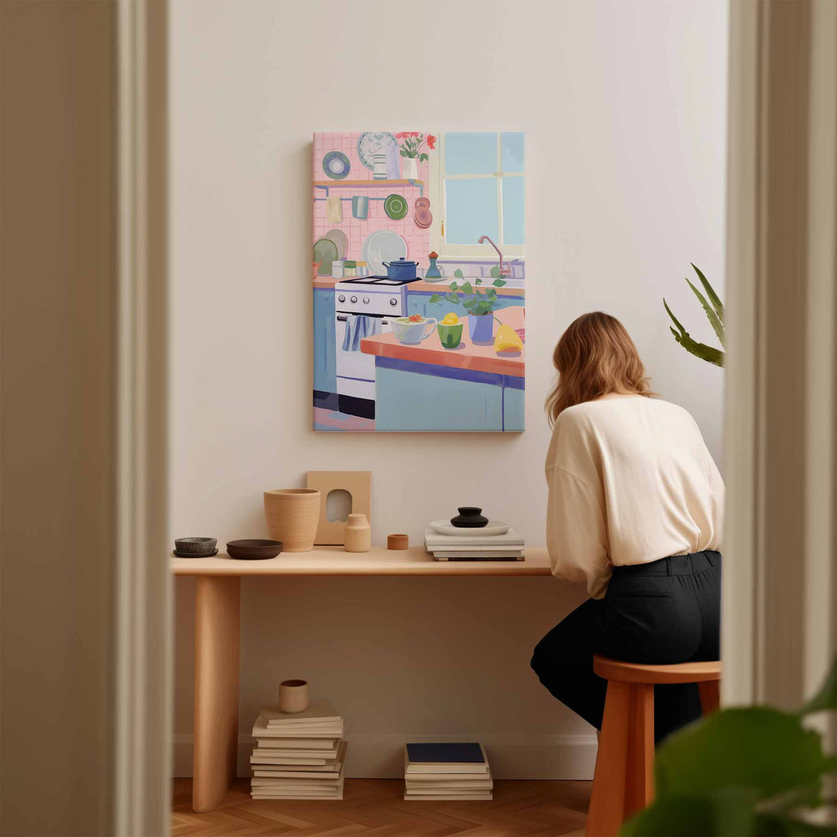Kleurrijke Keukenidylle – plexiglas kunstwerk als wanddecoratie