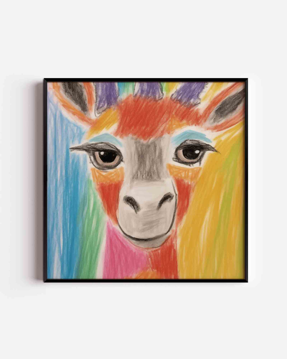 Kleurrijke dierenkop – vierkante kinderposter als wanddecoratie