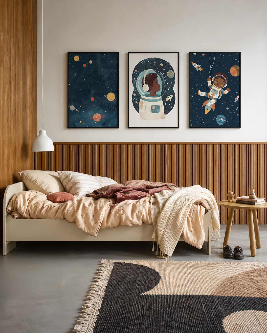 Hemelse kleurvlakken driedelige posterset – deze driedelige postercombinatie toont een nachtelijke