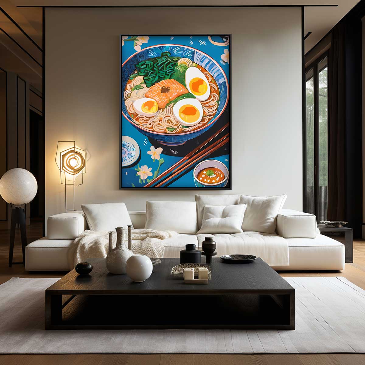 Kleurrijke Ramen Illustratie – kunstwerk met zwarte baklijst