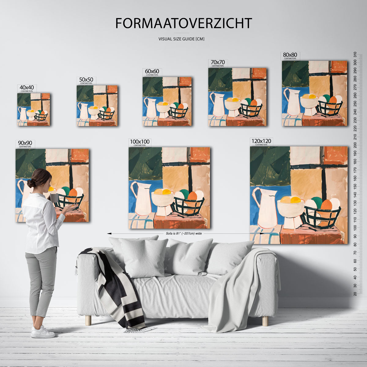 Stilleven met kan en fruit – vierkante muurposter met kunst en design
