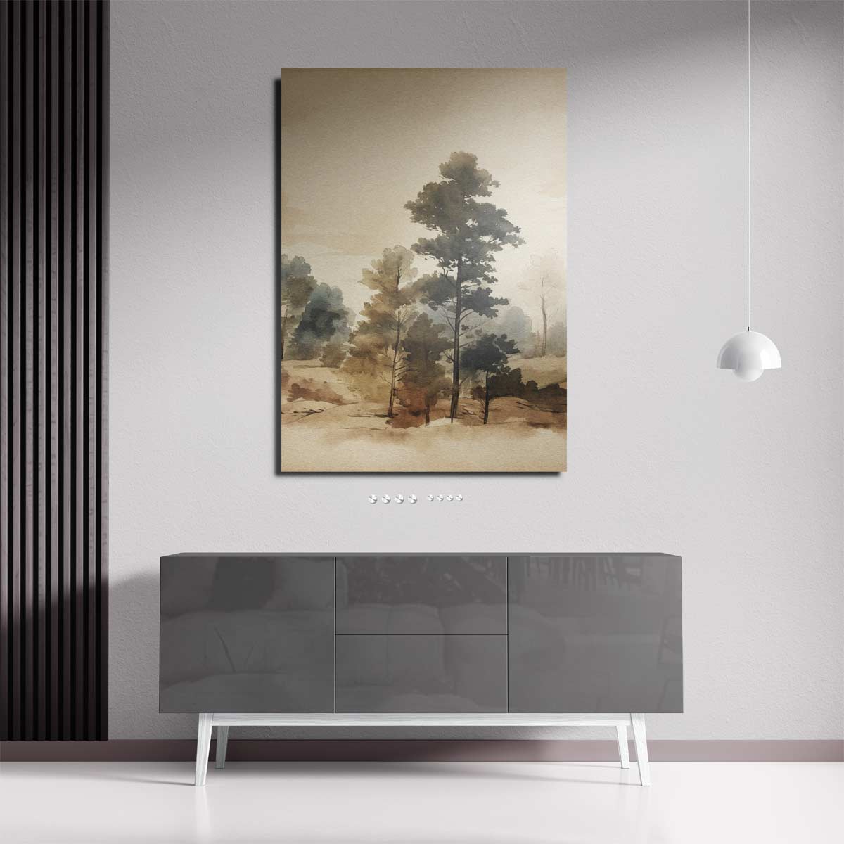 Tijdloze Boslandschap Aquarel – plexiglas wanddecoratie in portret formaat