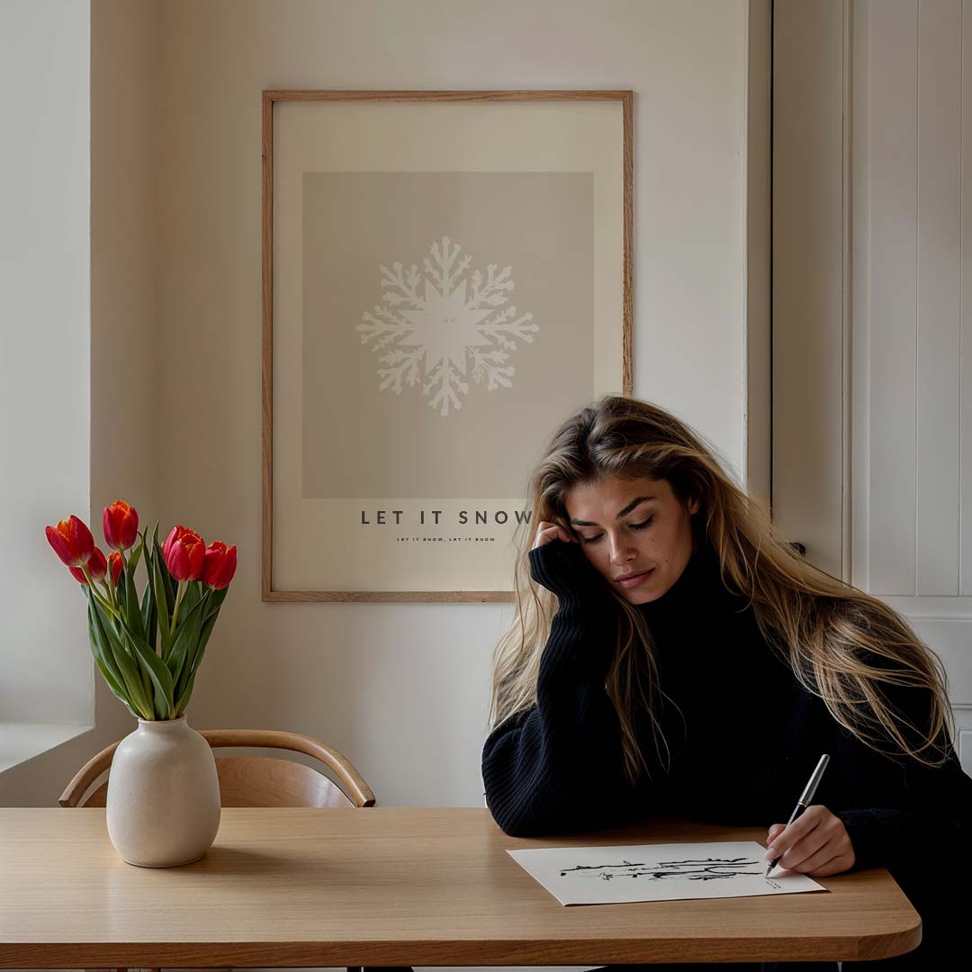 Winterse Sneeuwvlok – feestelijke wandkunst als portret poster