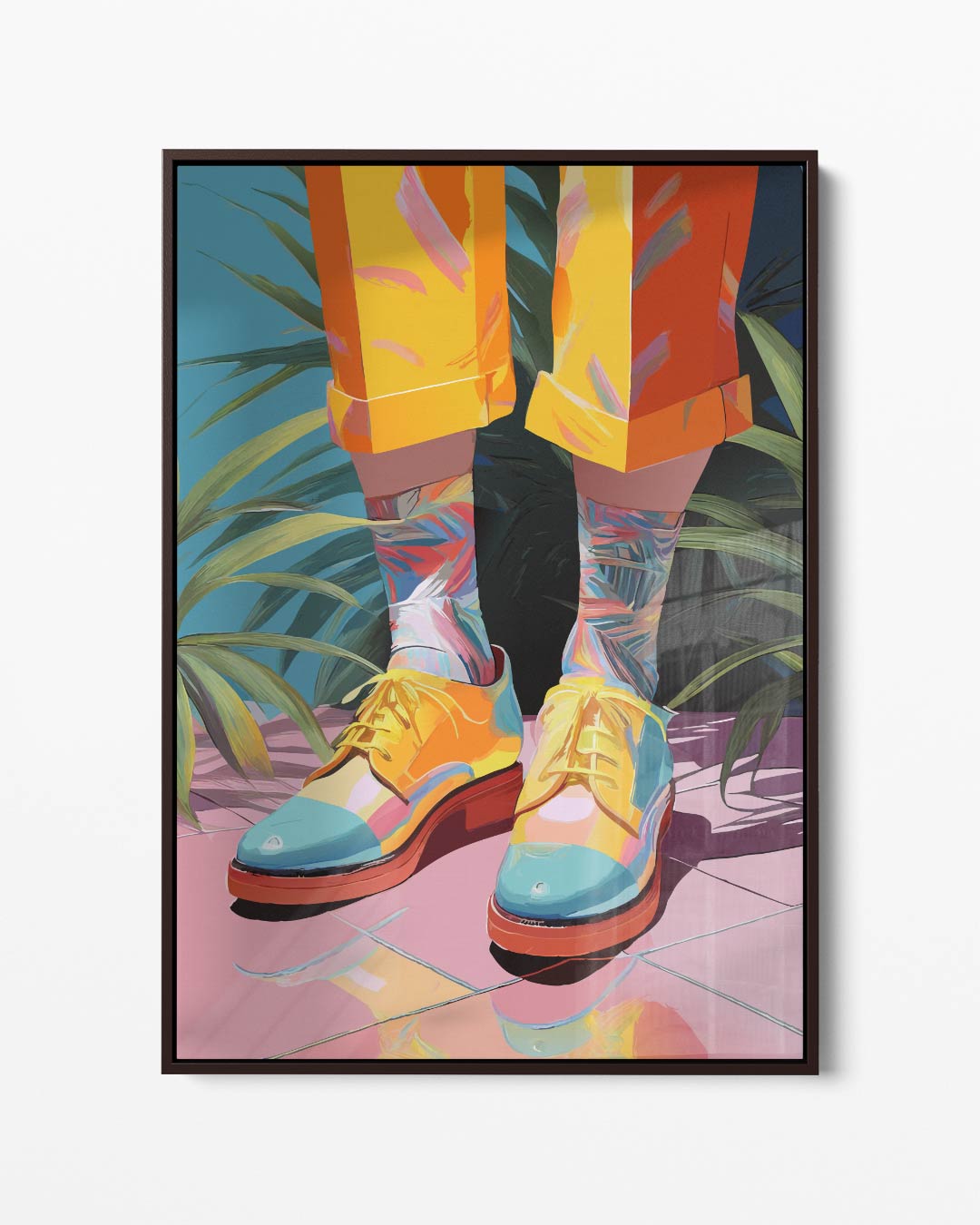 Kleurrijke Sokker Fantasie – portret kunstwerk als wanddecoratie