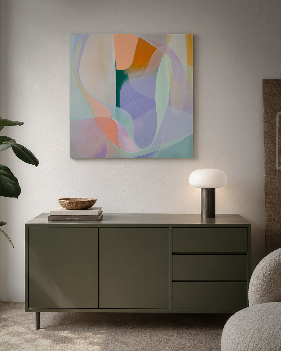 Vloeiende kleuren compositie kunstwerk – detailweergave – dit werk toont een dynamische compositie van vloeiende vormen in