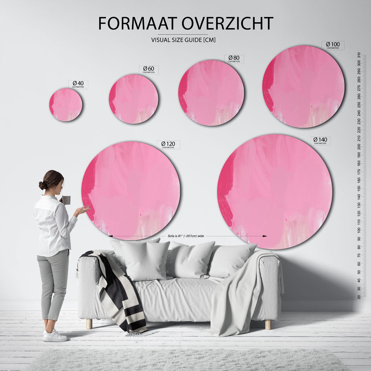Roze tinten – kleurrijke wandkunst als muurcirkel