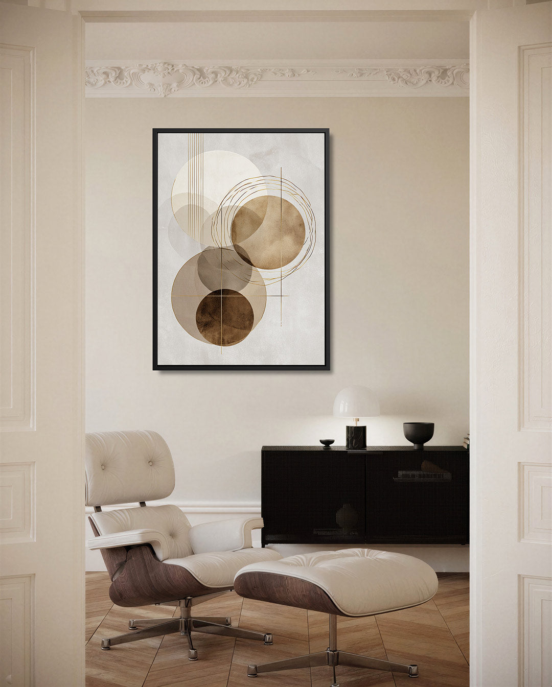 Geometrische cirkelcompositie – moderne staande wandkunst