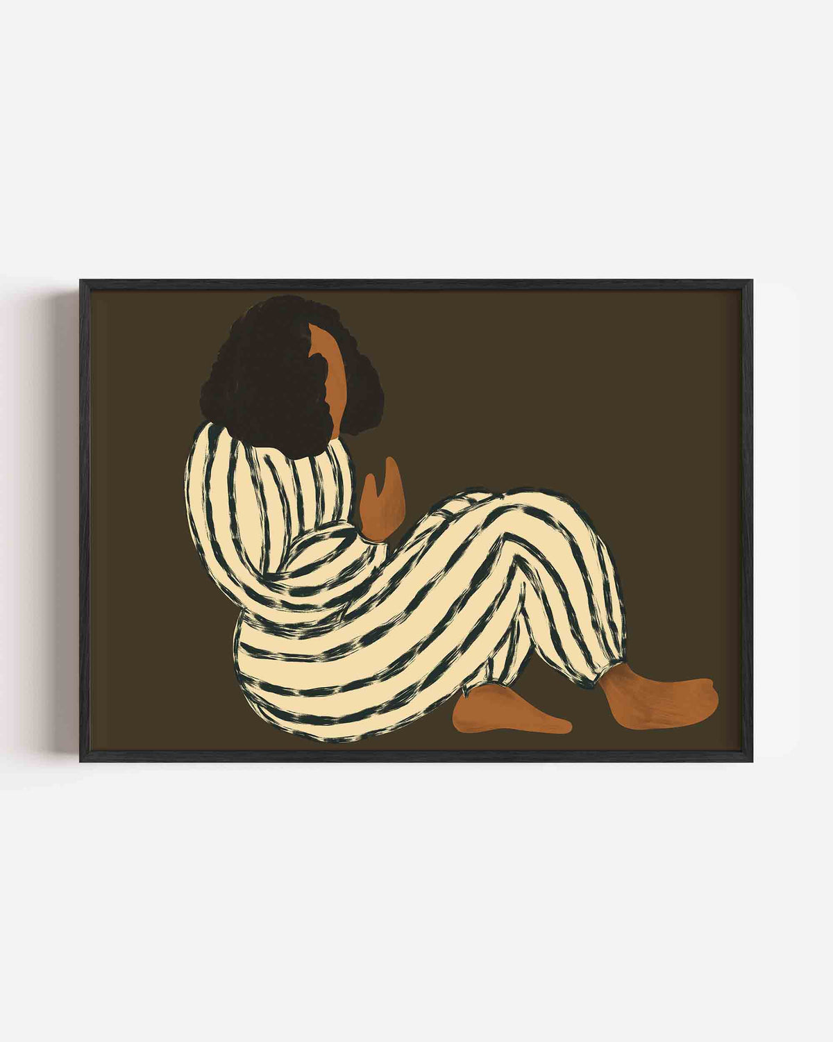 Zittende figuur met strepen – vrouwelijk portret als landscape poster