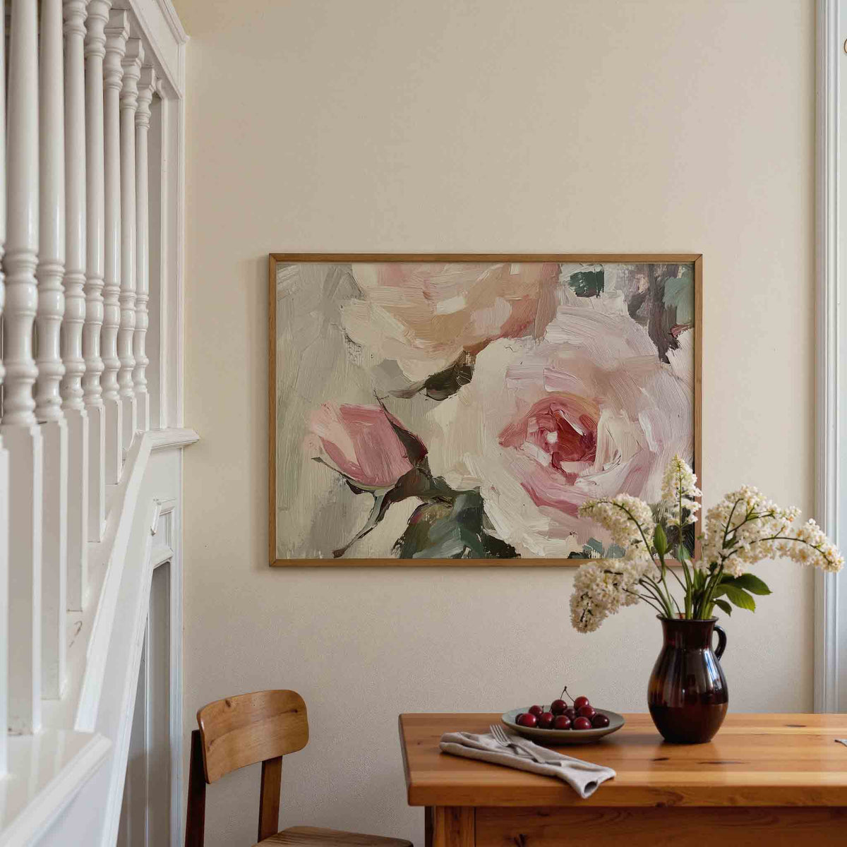 Rozen in zachte tinten – botanische poster in liggend formaat