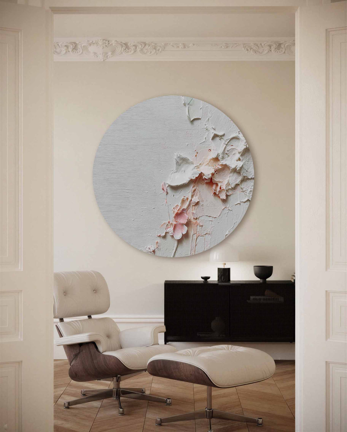 Textuur en kleur – portret muurcirkel als ronde muurdecoratie