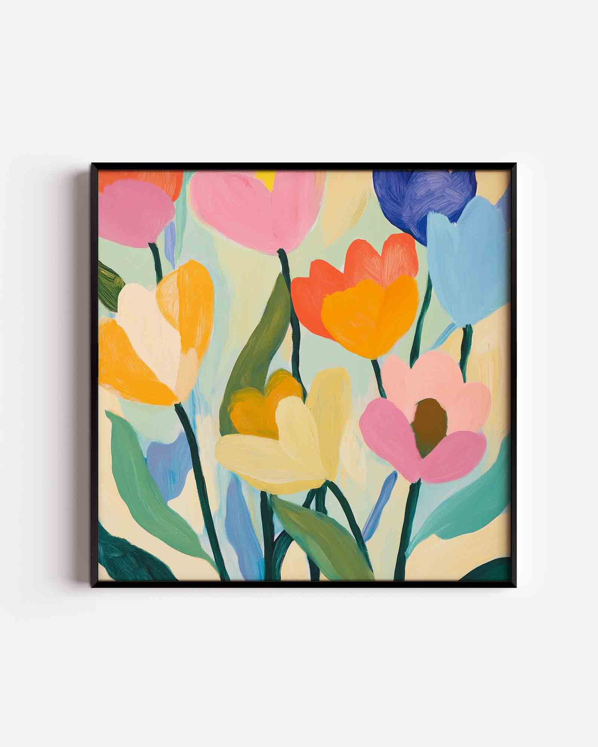 Bloemen in levendige kleuren – moderne vierkante poster als wanddecoratie
