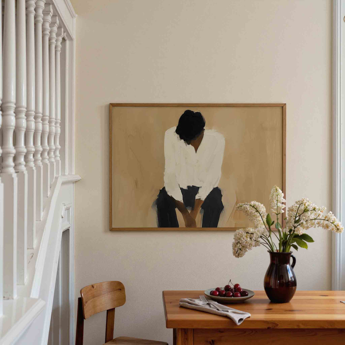 Zittende figuur – liggende illustratie poster als wanddecoratie