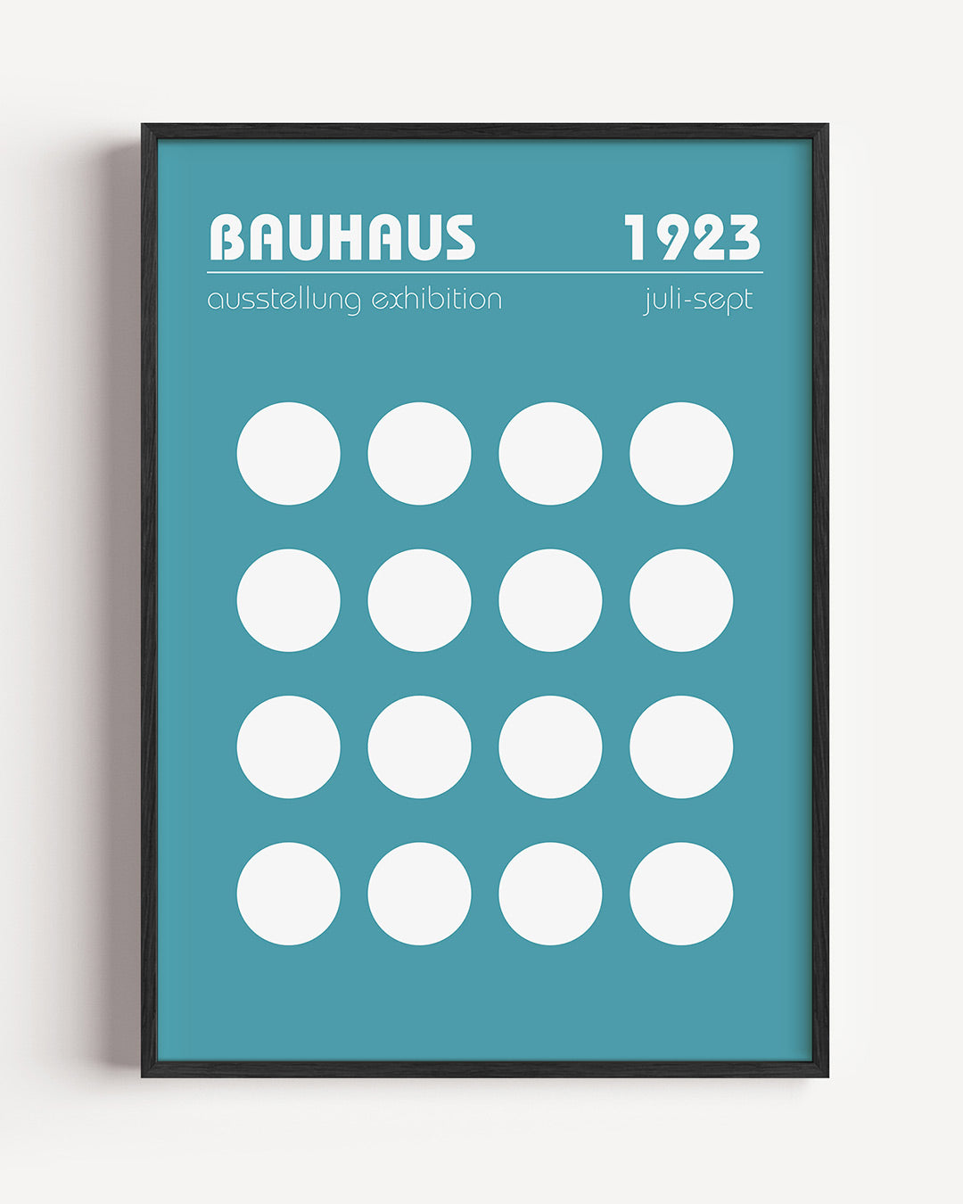 Cirkelpatroon blauw – staande Bauhaus poster als wanddecoratie