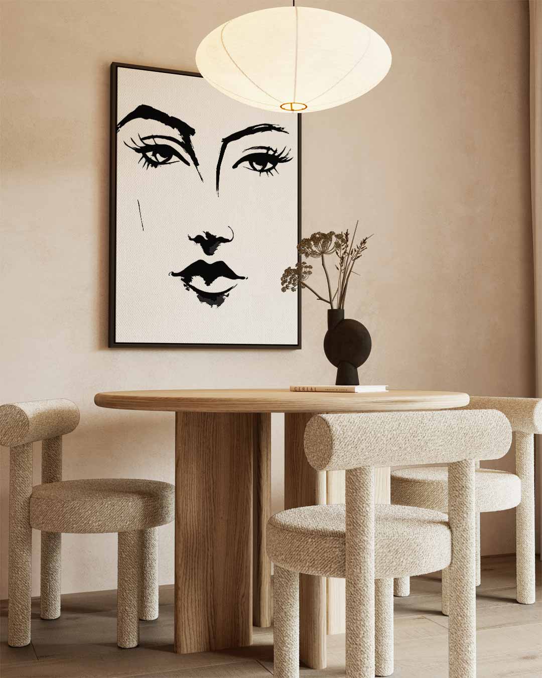 Minimalistisch Portret in Zwart-Wit – dibond wanddecoratie in staand formaat
