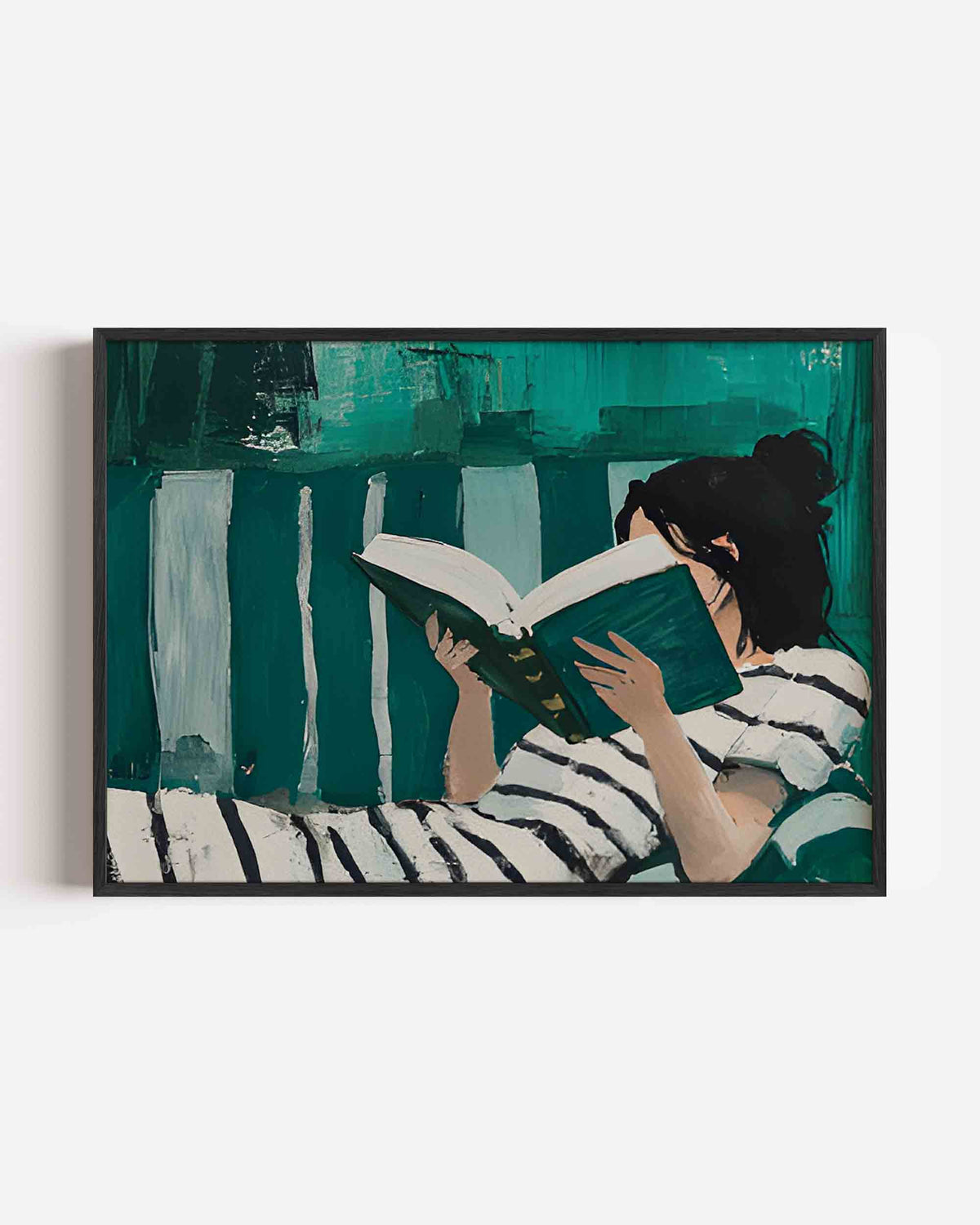 Lezende vrouw – hedendaagse illustratie poster in landscape formaat