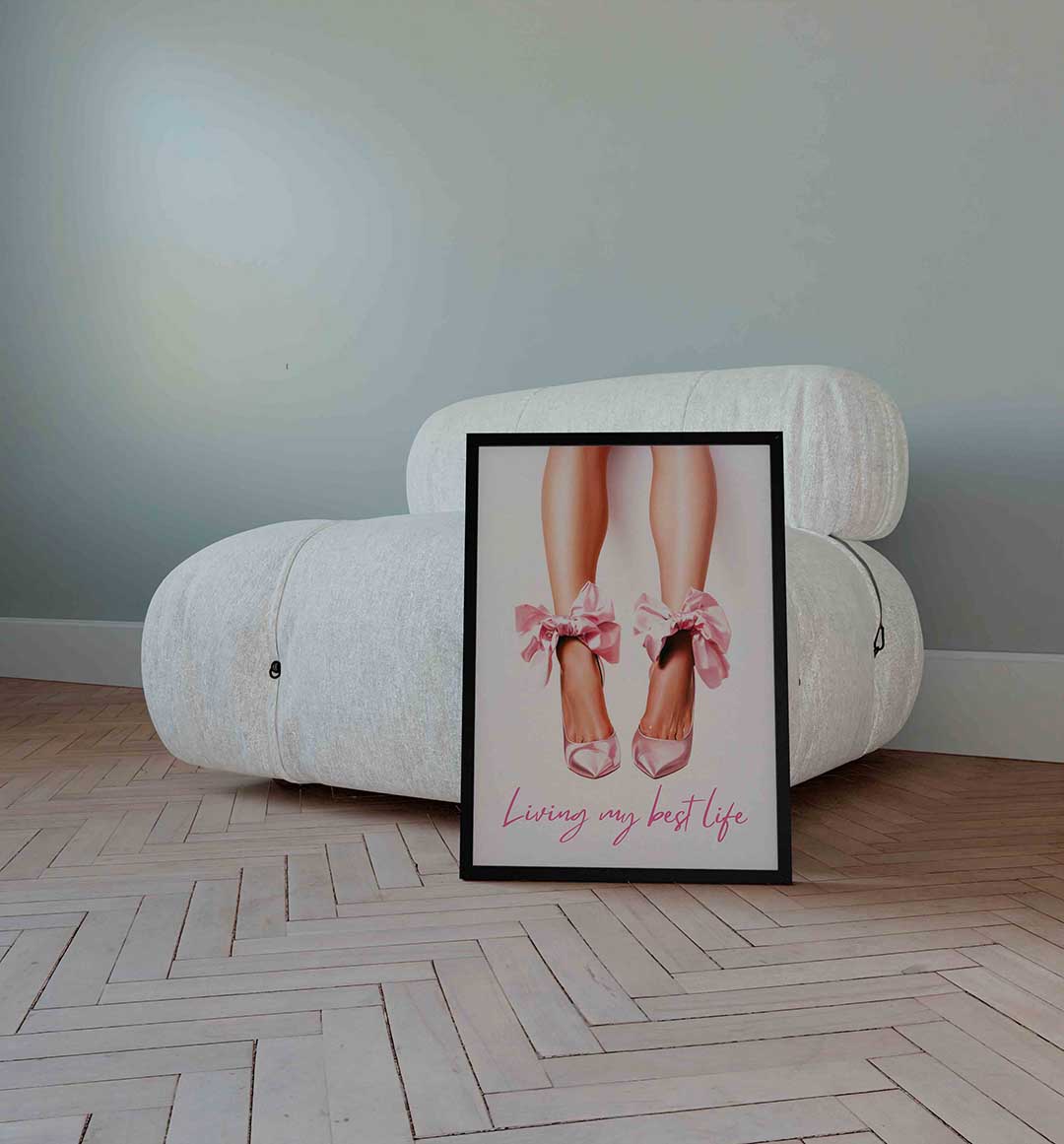Roze strik schoenen – Pop Art wandkunst als portret poster