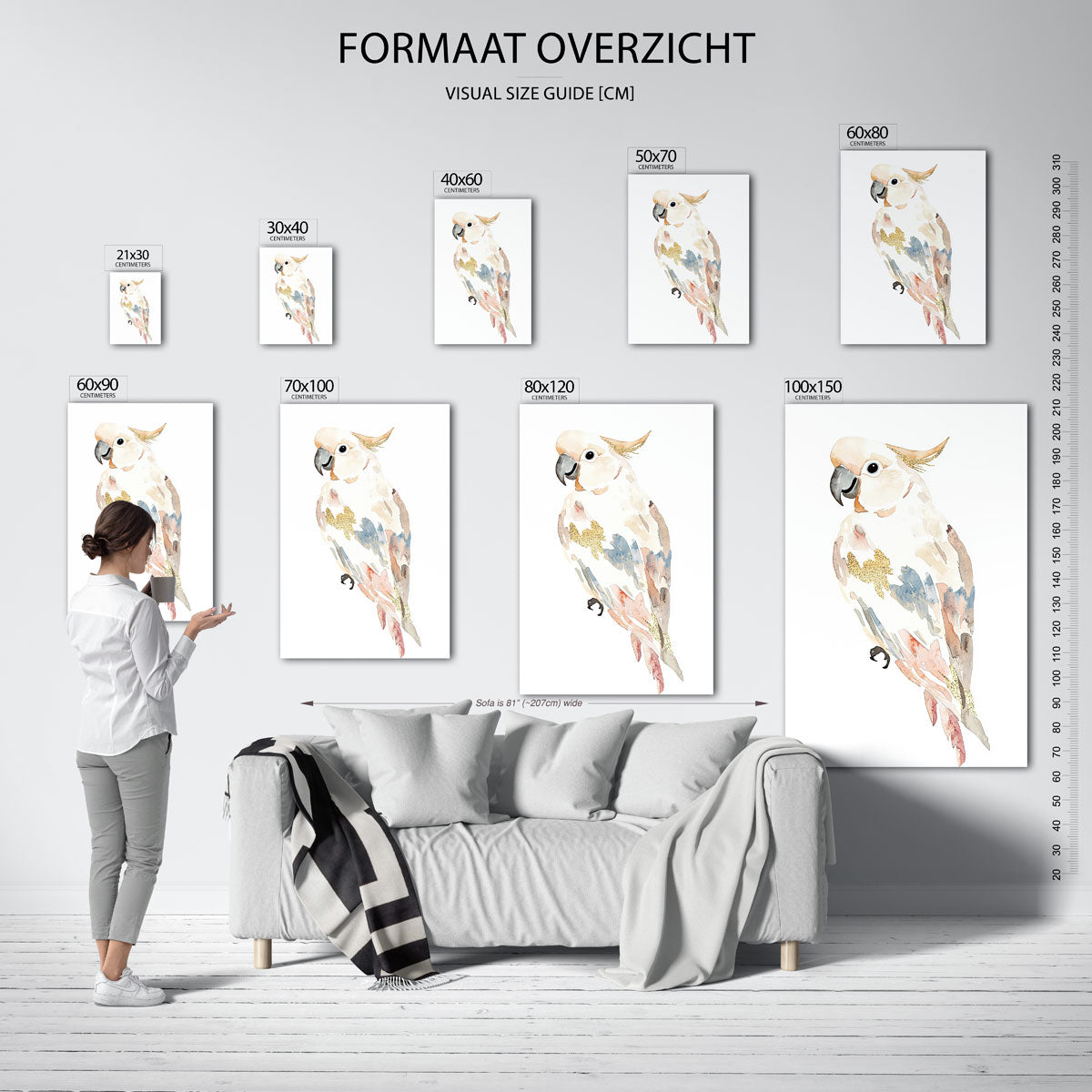 Papegaai aquarel – staande muurposter met dierenthema