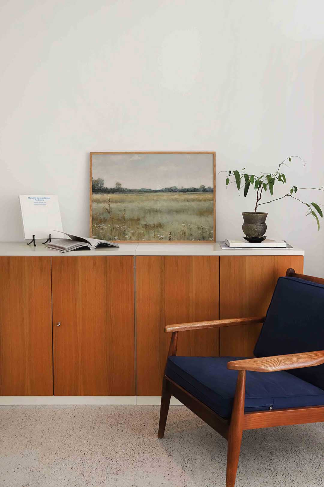 Landschap met veld en bomen – moderne landscape wanddecoratie van WallArtistic
