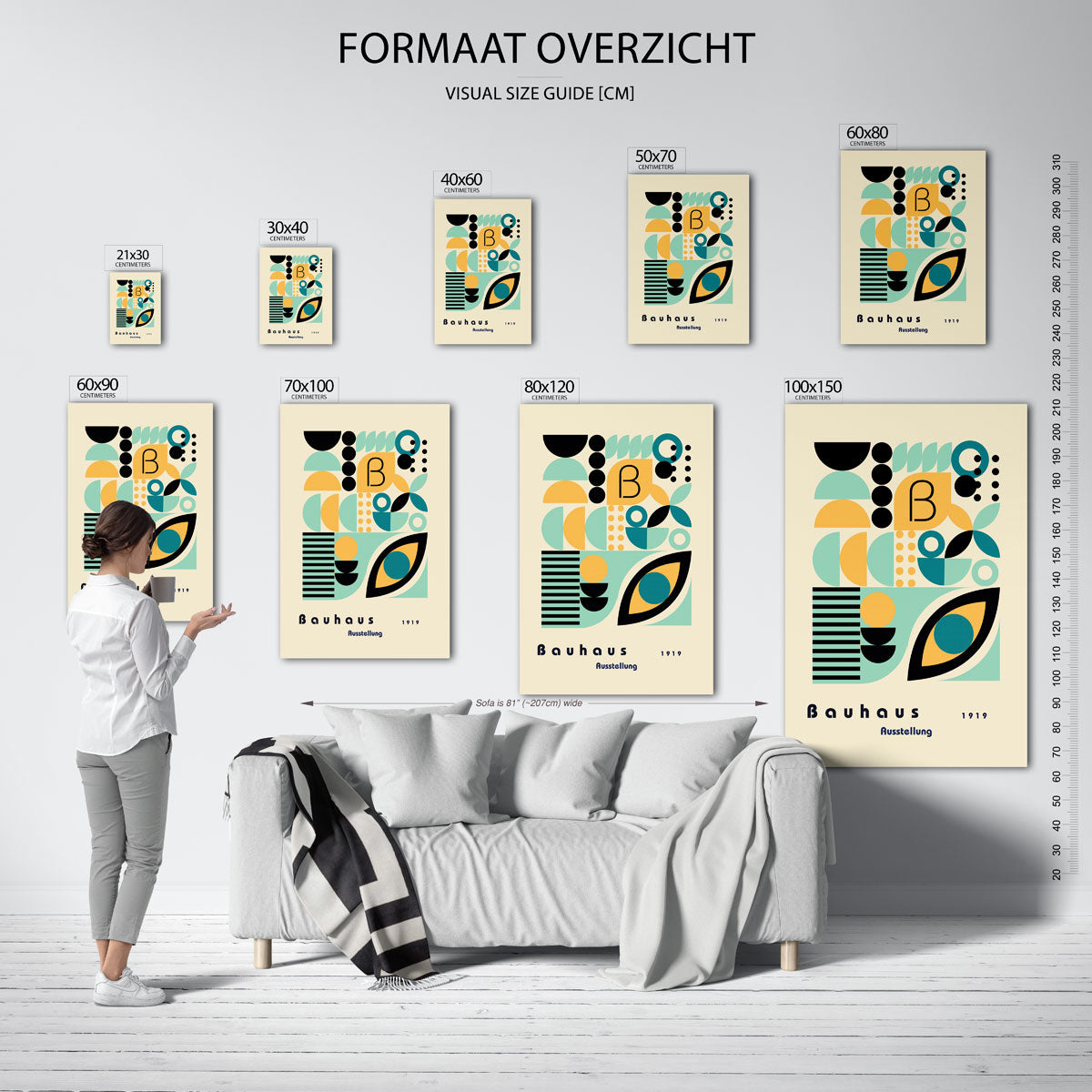 Vormen en vlakkenspel – geometrische poster in Bauhaus-stijl van WallArtistic