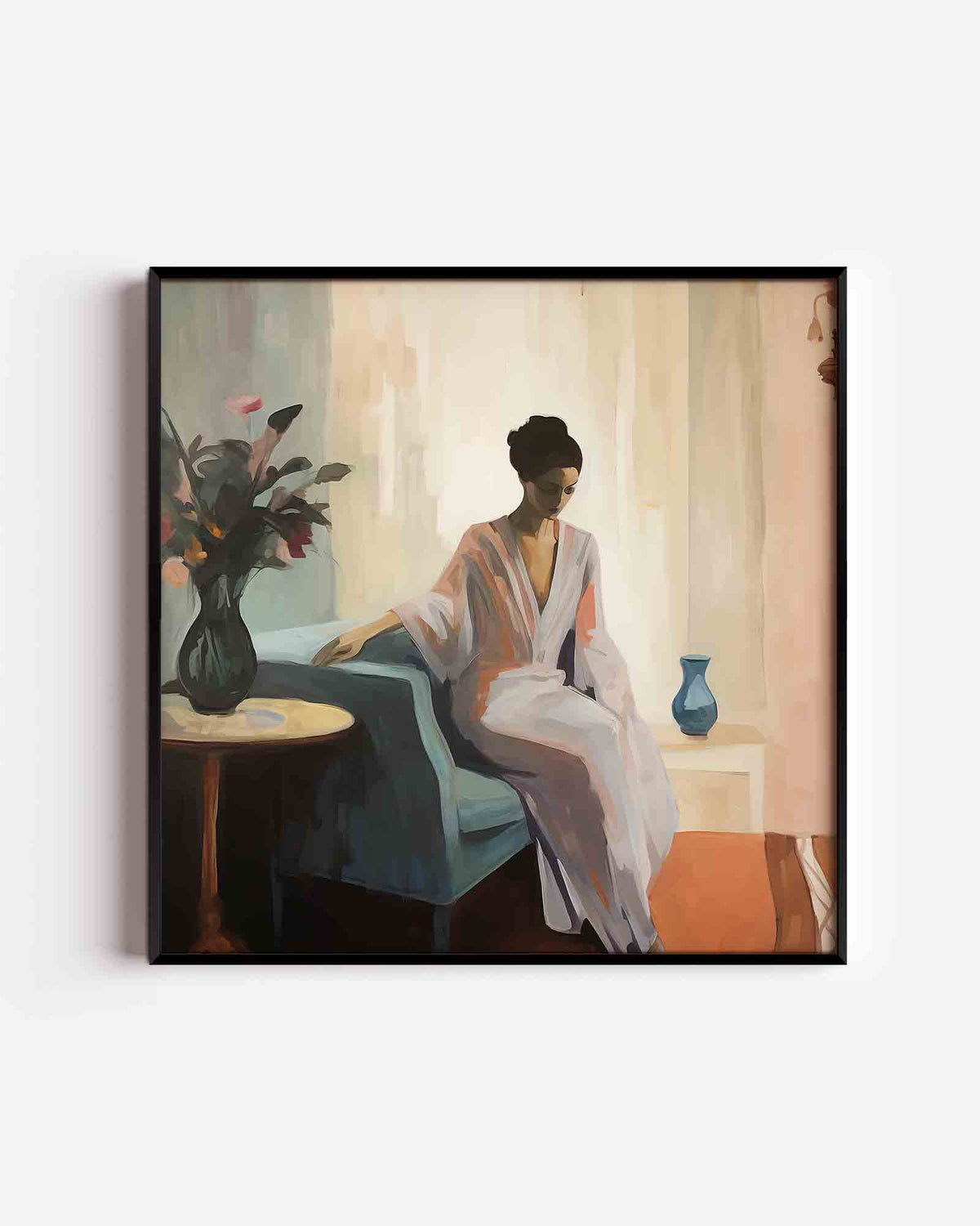 Vrouw in interieur – vrouwelijk portret als vierkante poster