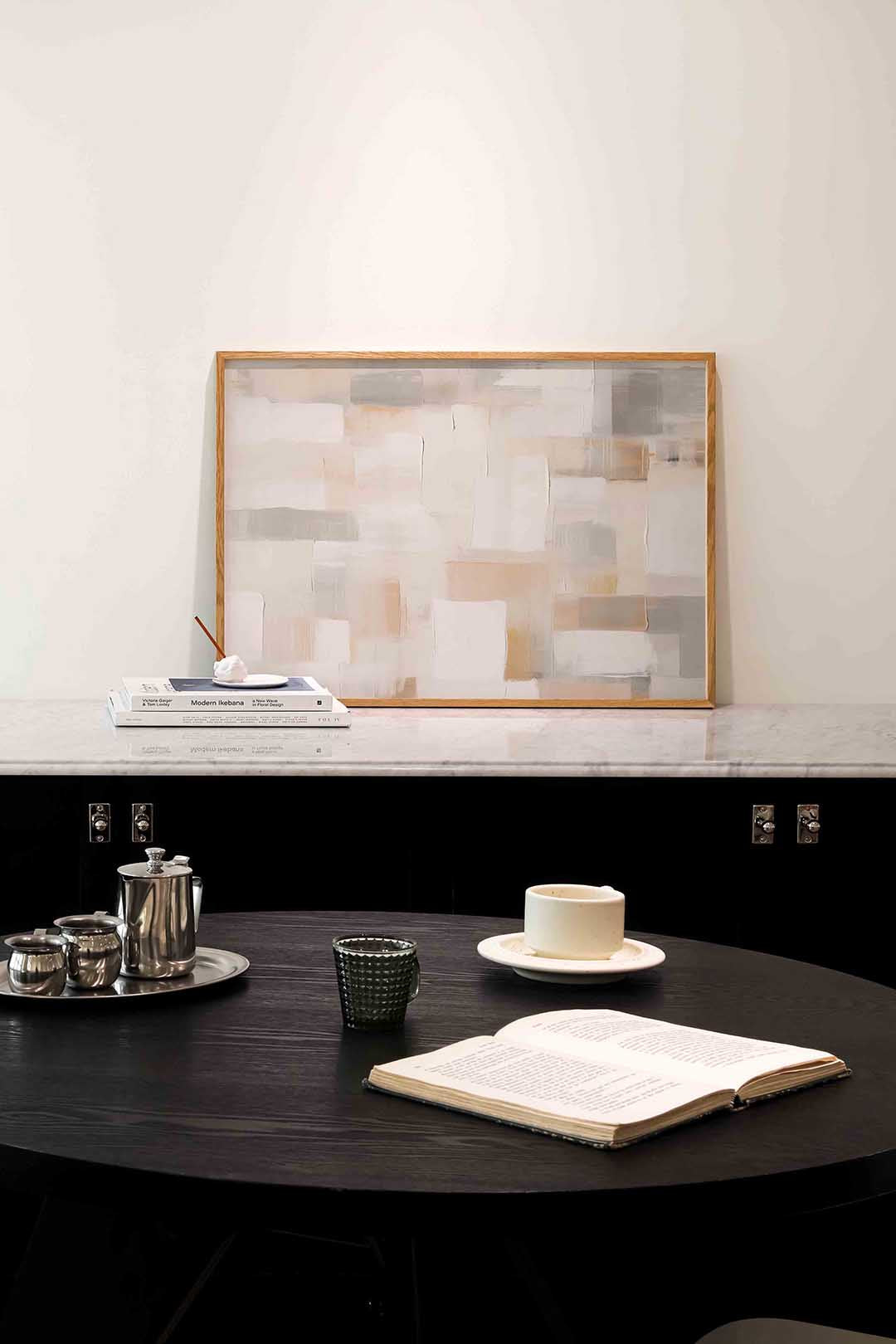 Abstracte beige en grijze vlakken – abstracte poster in liggend formaat