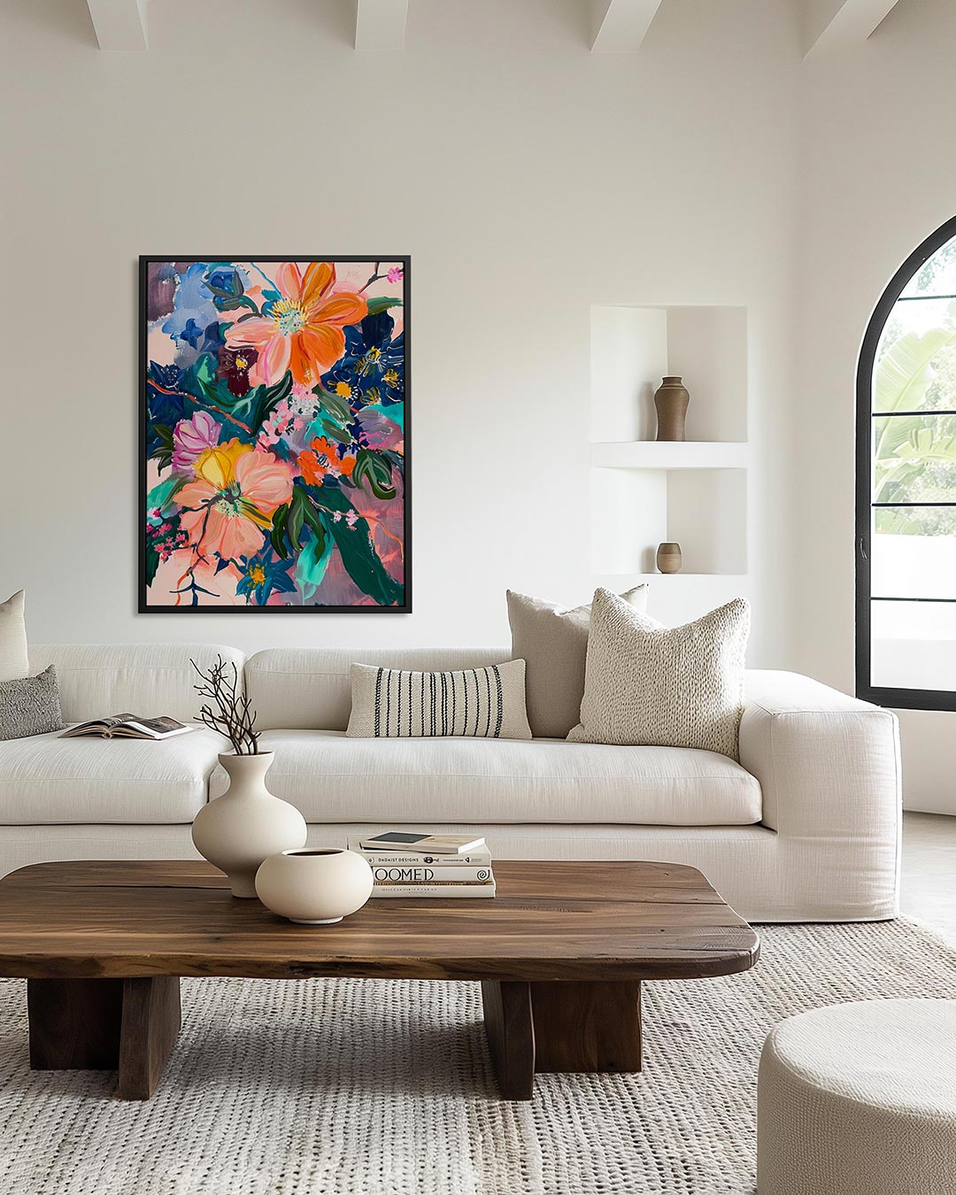 Bloemrijke kleurexplosie – moderne staande wandkunst