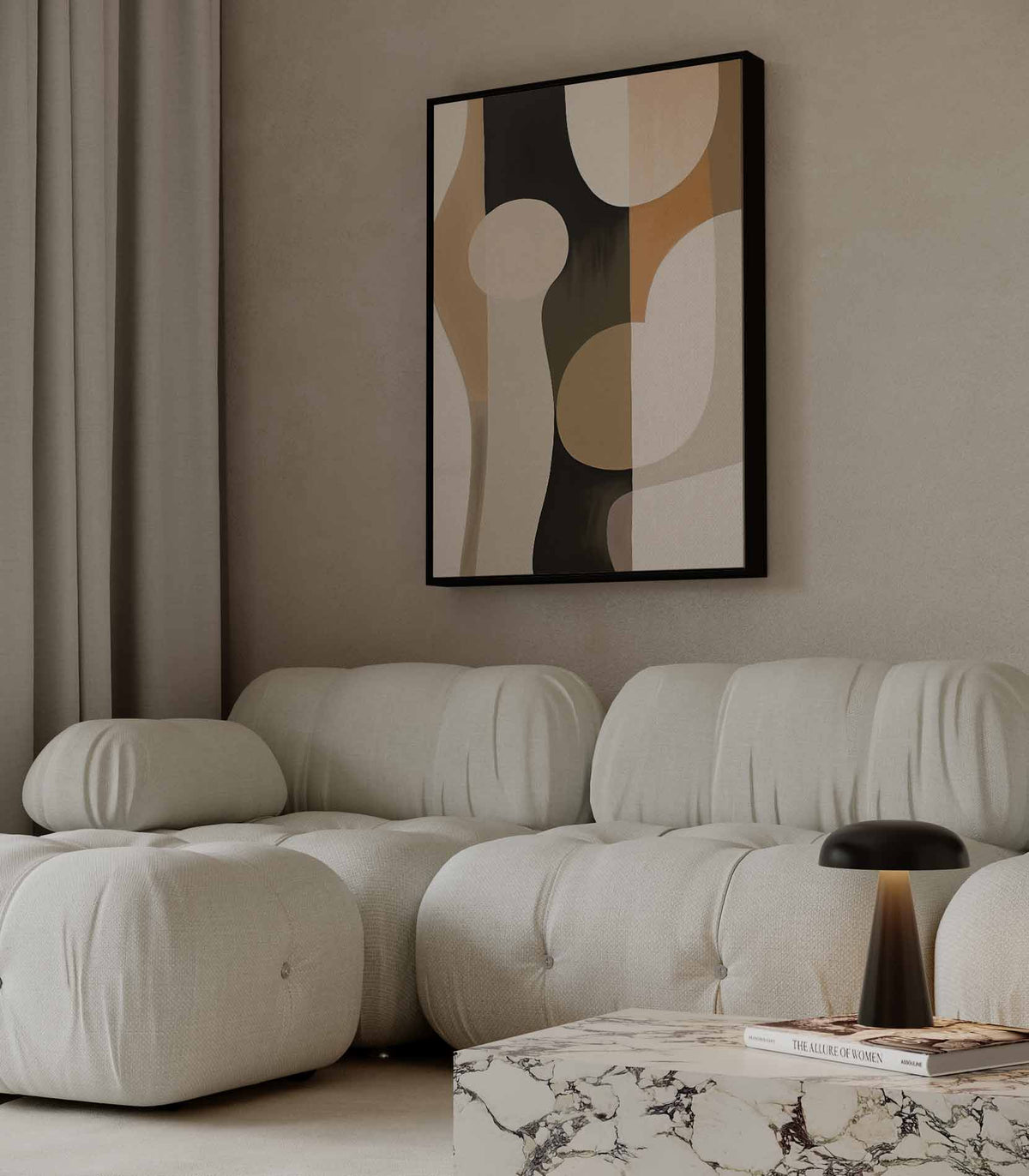 Abstracte Elegantie in Aardetinten – modern portret kunstwerk van WallArtistic